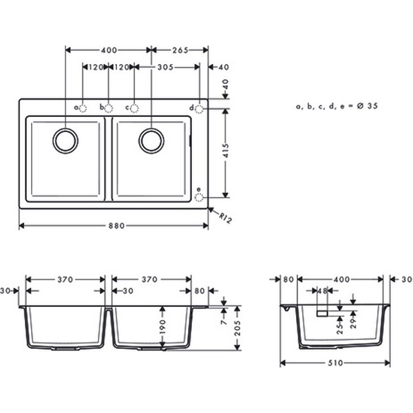 Hansgrohe Einbauspüle 370x370 S510-F770 SG
