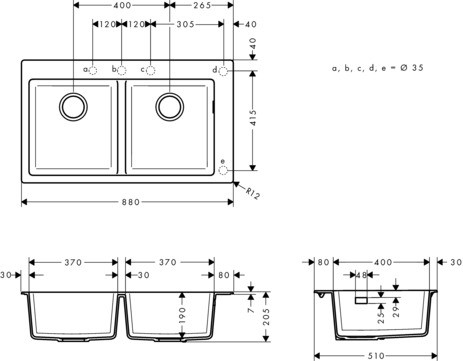 Hansgrohe Einbauspüle 370x370 S510-F770 SG