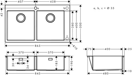 Hansgrohe Einbauspüle 370x370 S711-F765