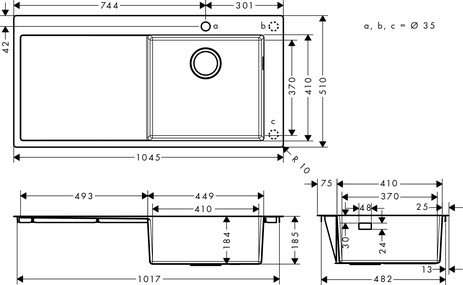 Hansgrohe Einbauspüle 450 mit Abtropffläche S715-F450