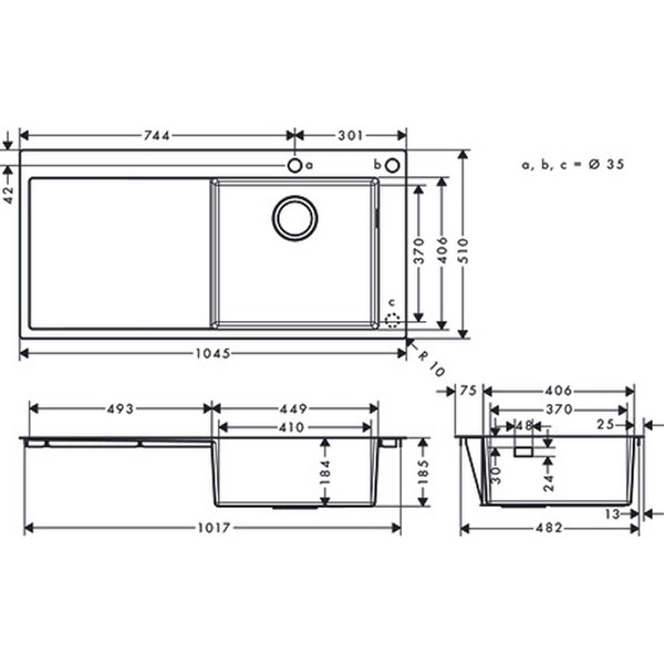 Hansgrohe Einbauspüle 450 mit Abtropffläche S717-F450