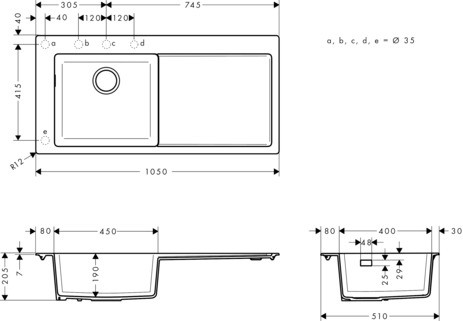 Hansgrohe Einbauspüle 450 S5110-F450 graphitschwarz