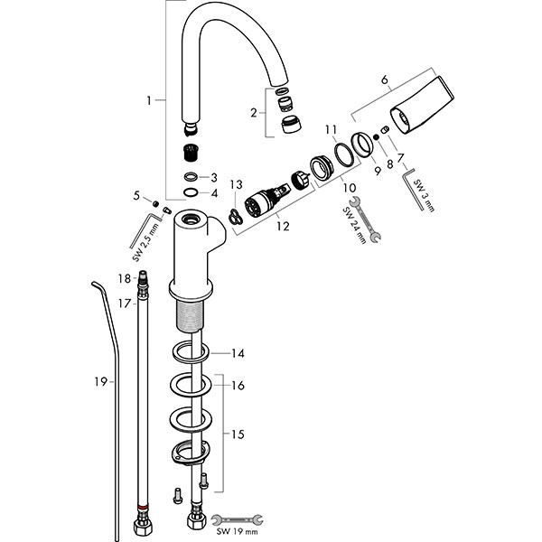 Hansgrohe Einhebel-Waschtischmischer Rebris E 210 Schwenkauslauf m.Zugstange MSW