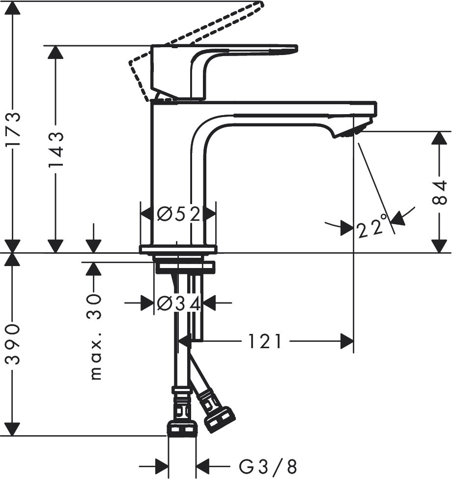 Hansgrohe Einhebel-Waschtischmischer Rebris E 80 CoolStart o.Zugstange MSW