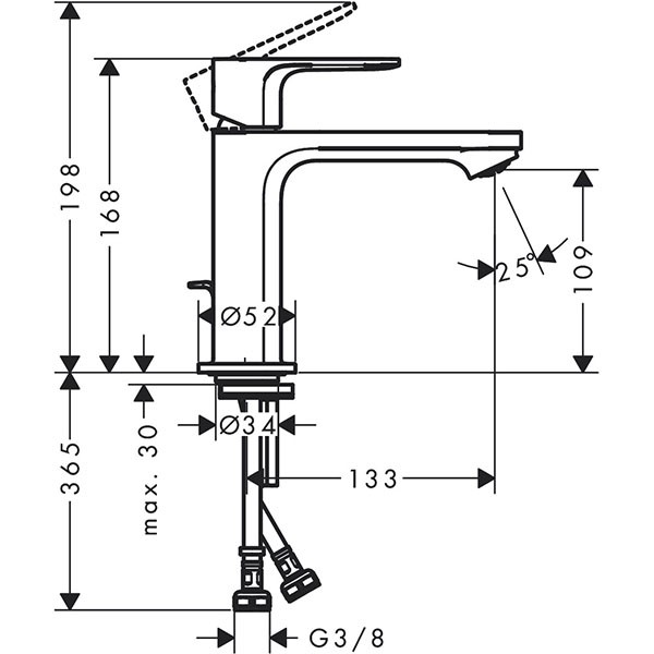 Hansgrohe Einhebel-Waschtischmischer Rebris S 110 CoolStart m.Zugstange MSW