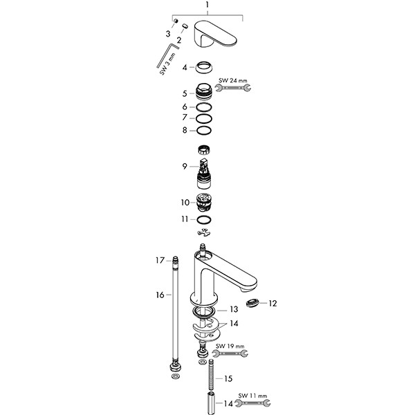 Hansgrohe Einhebel-Waschtischmischer Rebris S 110 CoolStart o.Zugstange MSW