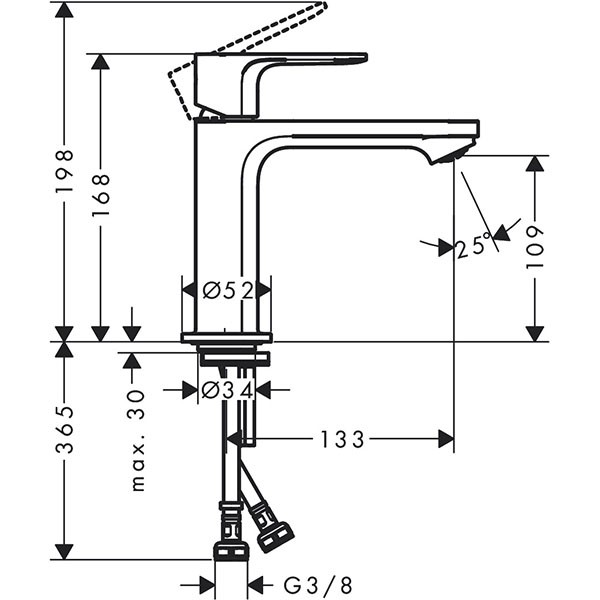 Hansgrohe Einhebel-Waschtischmischer Rebris S 110 CoolStart o.Zugstange MSW