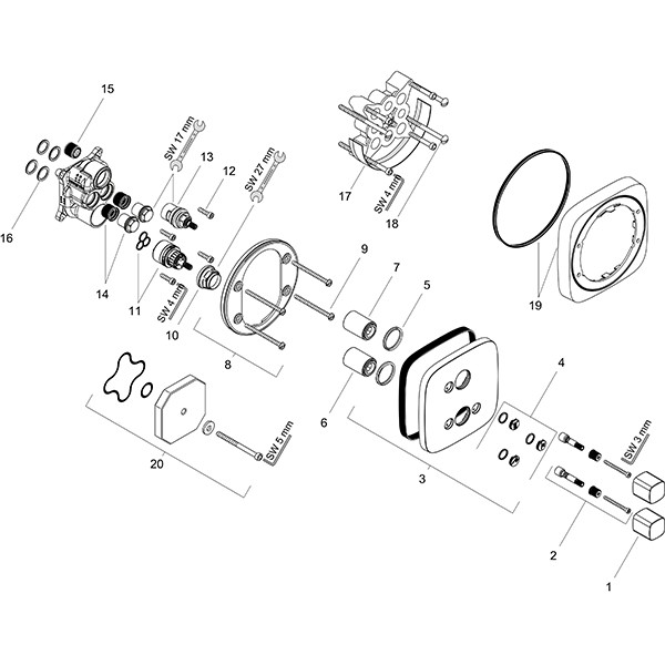 Hansgrohe Fertigset iControl PuraVida Absperr- und Umstellventil chrom