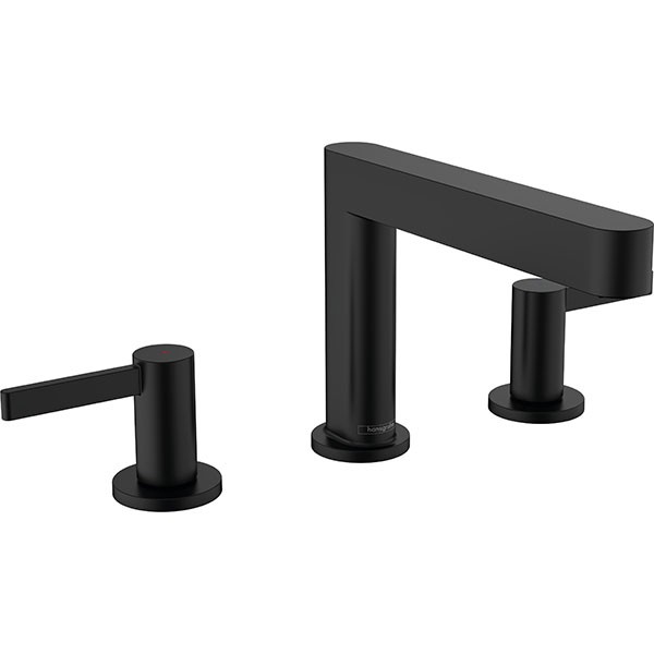 Hansgrohe 3-Loch Waschtischarmatur 110 Finoris mit Push-Open Ablaufgarnitur mattschwarz