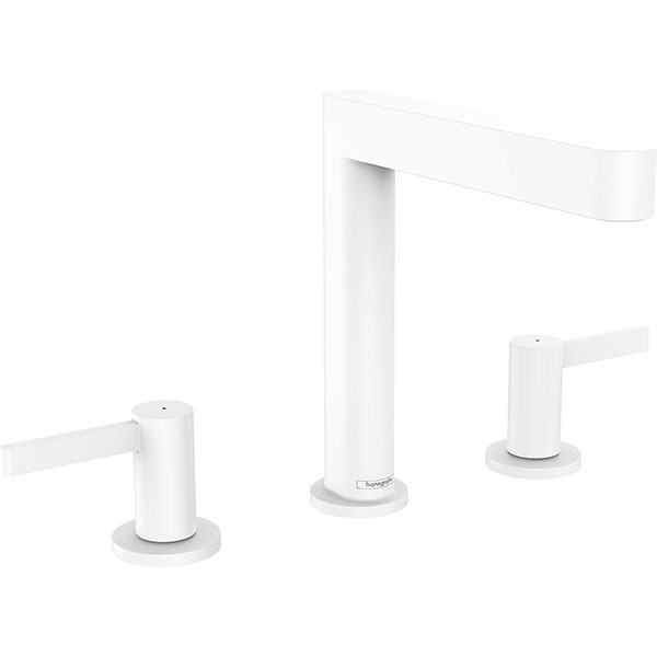Hansgrohe 3-Loch Waschtischarmatur 160 Finorismit Push-Open Ablaufgarnitur mattweiss