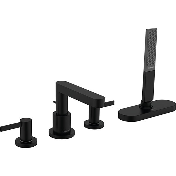 Hansgrohe 4-Loch Wannenarmatur Finoris F-SetWannenrandmontage mit sBox mattschwarz