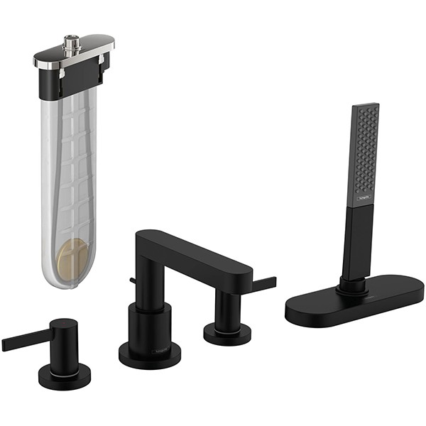 Hansgrohe 4-Loch Wannenarmatur Finoris F-SetWannenrandmontage mit sBox mattschwarz