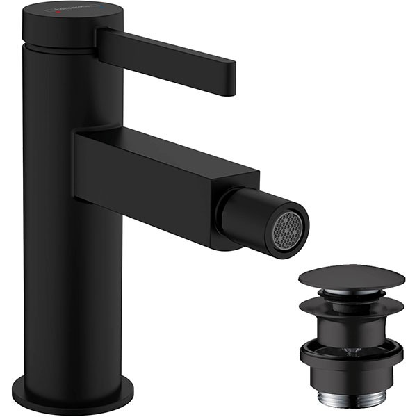 Hansgrohe Bidetmischer Finoris mit Push-Open Ablaufgarnitur mattschwarz