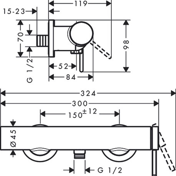 Hansgrohe Brausenmischer Aufputz Finoris mattschwarz