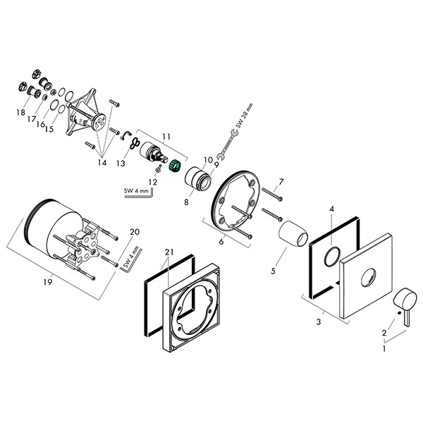 Hansgrohe Brausenmischer Unterputz Finoris Fertigset mattschwarz