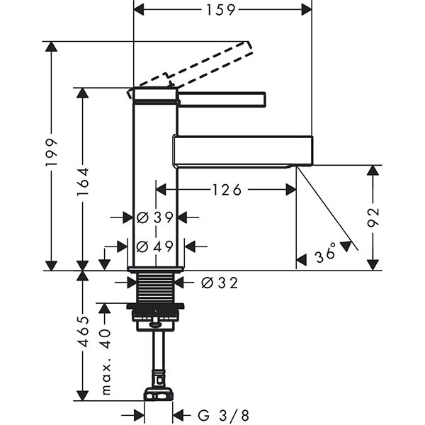 HG Standventil 100 Finoris ohne Ablaufgarnitur mattschwarz