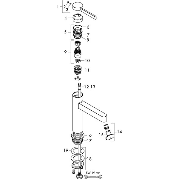 HG Standventil 100 Finoris ohne Ablaufgarnitur mattschwarz