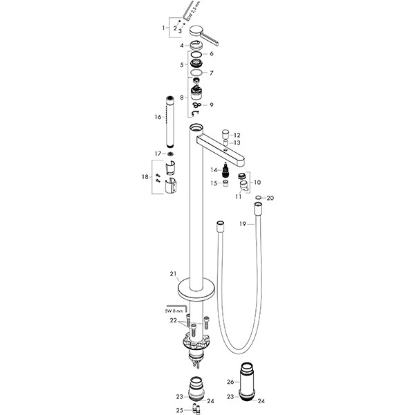 HG Wannenmischer Finoris Fertigset zur Bodenmontage mattschwarz