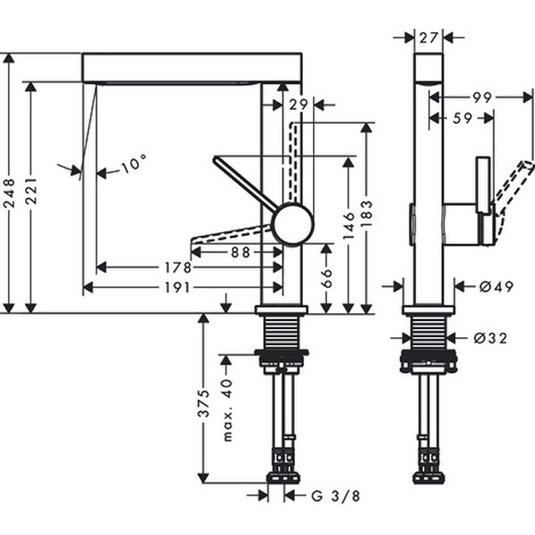 HG Waschtischmischer 230 Finoris Schwenkauslauf chrom