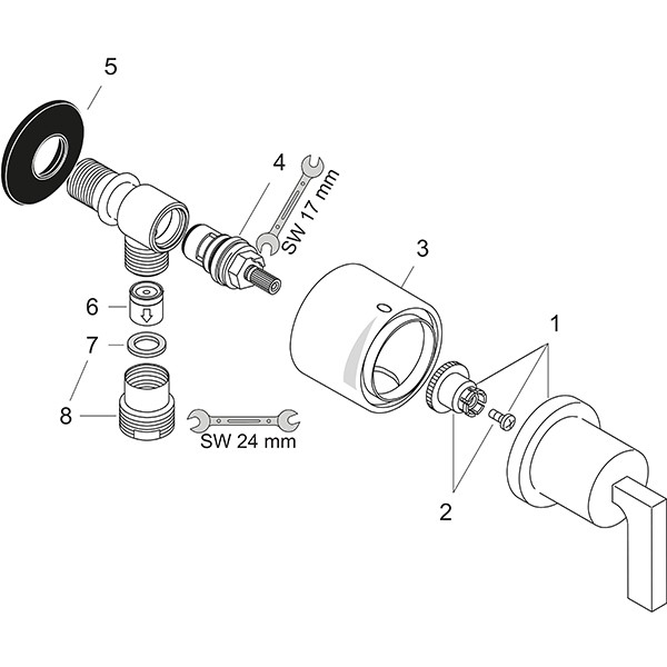 Hansgrohe Fixfit Stop Wandabsperrventil Axor Citterio chrom mit Hebelgriffen
