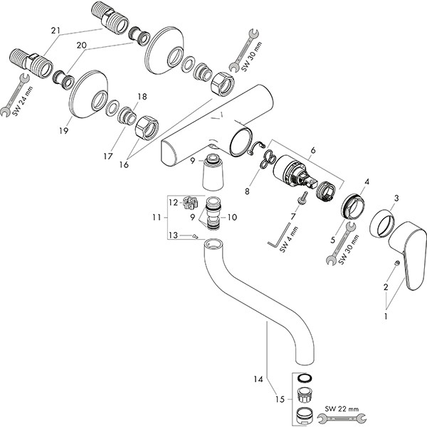 Hansgrohe Focus Spültischmischer chrom Wandmodell