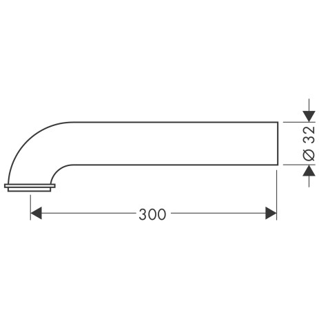 Hansgrohe gebogenes Rohr, m.Bord DN32 x 300mm chrom