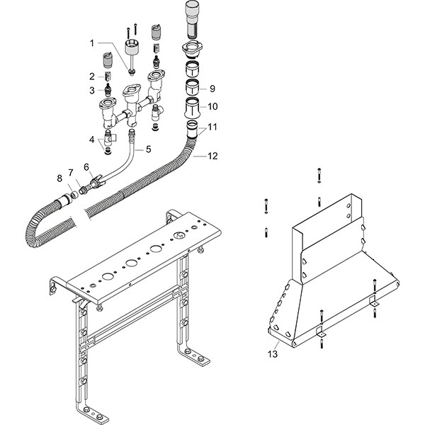 Hansgrohe Grundkörper 4-Loch Wannenarmatur Axor für Fliesenrandmontage mit Secuflexbox