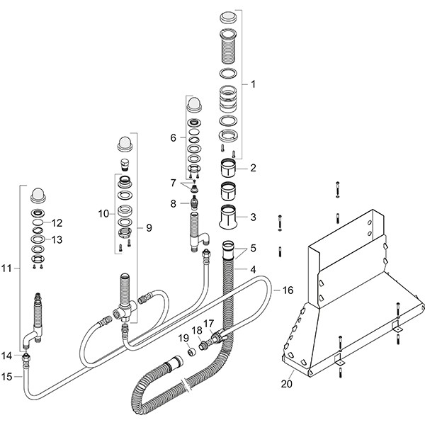 Hansgrohe Grundkörper 4-Loch Wannenarmatur Axor für Wannenrandmontage mit Secuflexbox