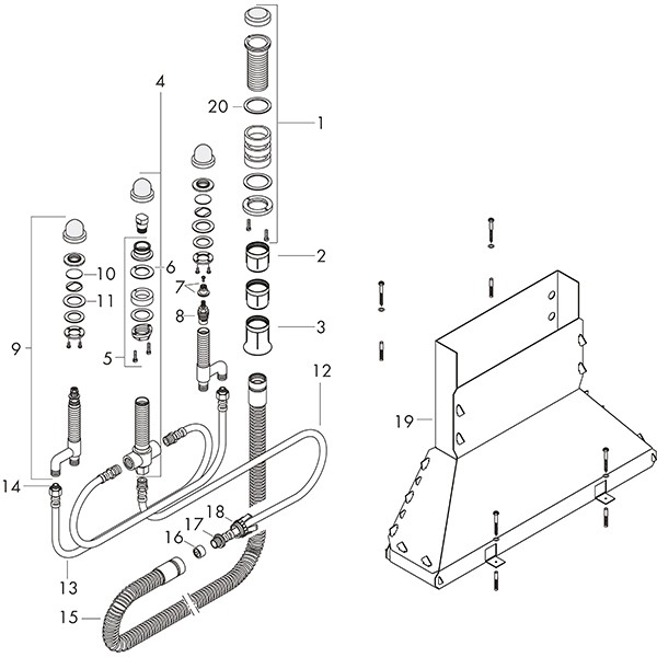 Hansgrohe Grundkörper 4-Loch Wannenarmatur für Wannenrandmontage mit Secuflexbox