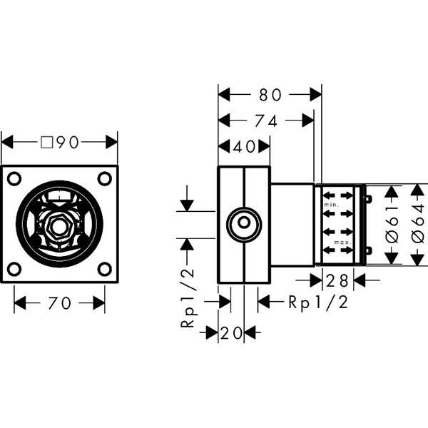 Hansgrohe Grundkörper für Kopfbrause 2jet   