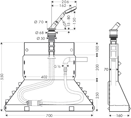 Hansgrohe Grundkörper Wannenrandset Axor Bouroullec mit Secuflexbox u.Handbrause