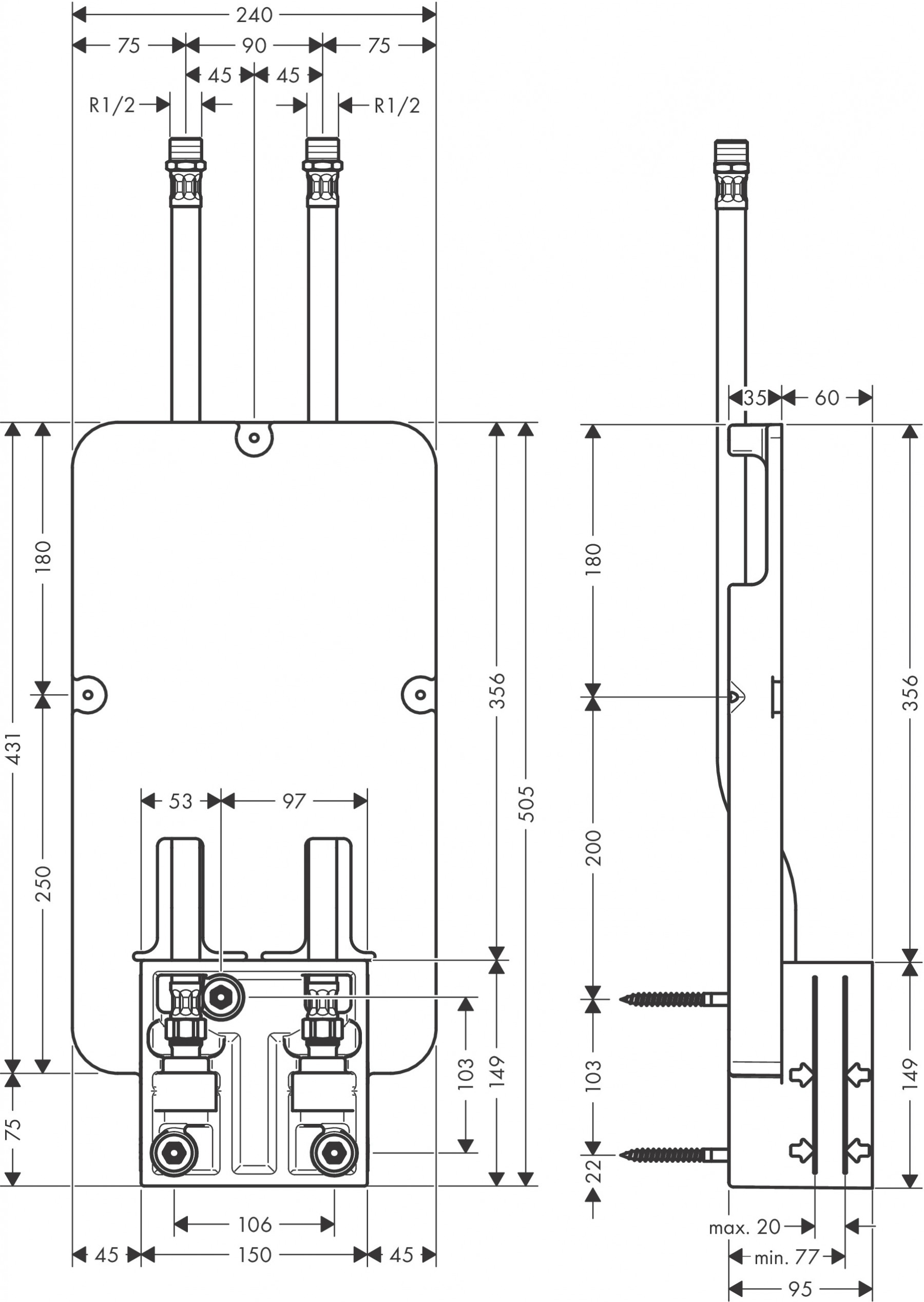 Hansgrohe Grundset für Kopfbrause Decke UP Axor