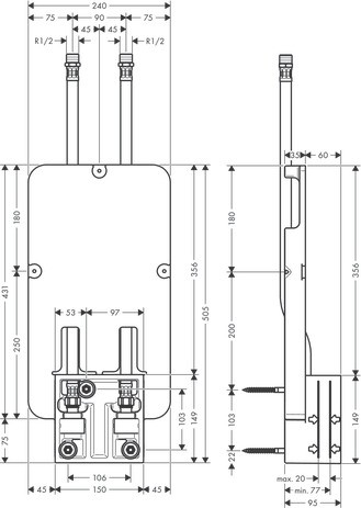 Hansgrohe Grundset für Kopfbrause Decke UP Axor