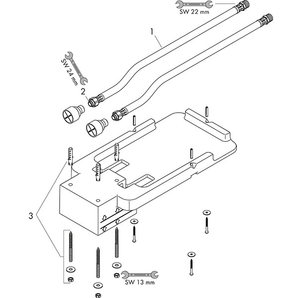 Hansgrohe Grundset für Kopfbrause Decke UP Axor