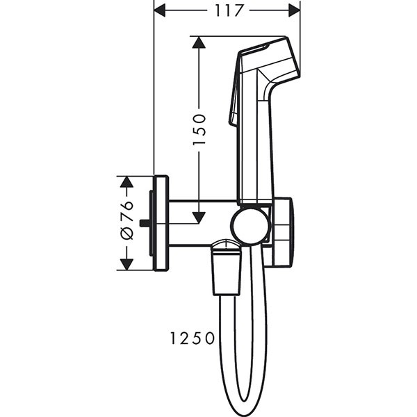 Hansgrohe Handbrause Bidette S f.Warmwasser  m. Schlauch 1250mm und Porter PGO