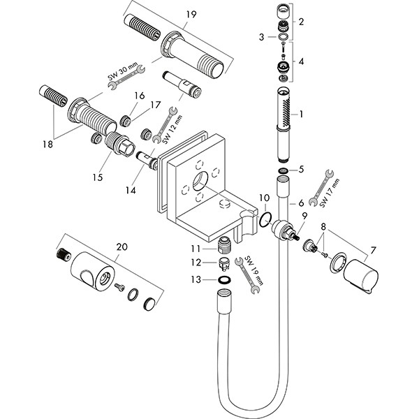Hansgrohe Handbrausenmodul AXOR Starck Fertigset chrom