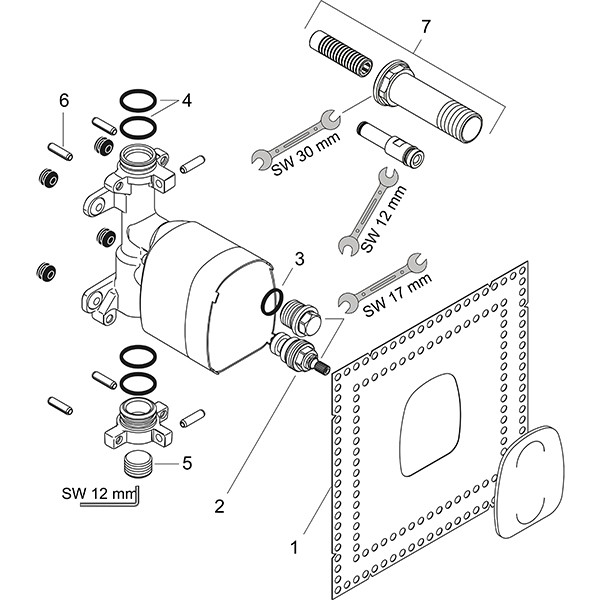 Hansgrohe Handbrausenmodul Unterputz AXOR Starck Grundset