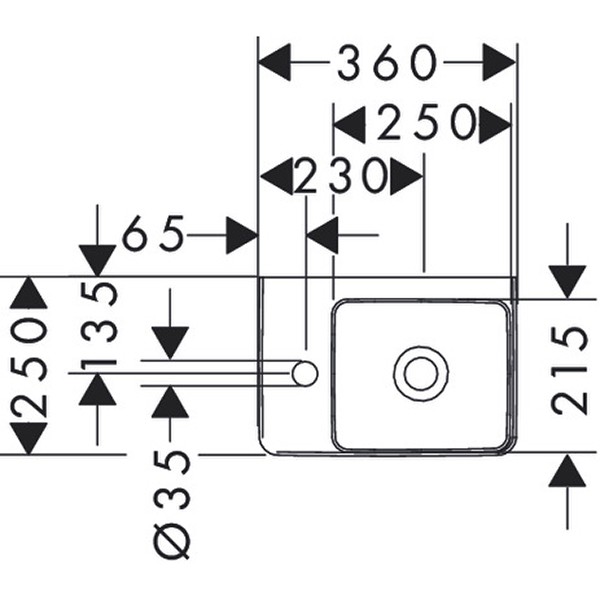 Hansgrohe Handwaschbecken Xelu Q 360x250 mm  m.Ablage links,Hahnloch o.Überlauf weiß