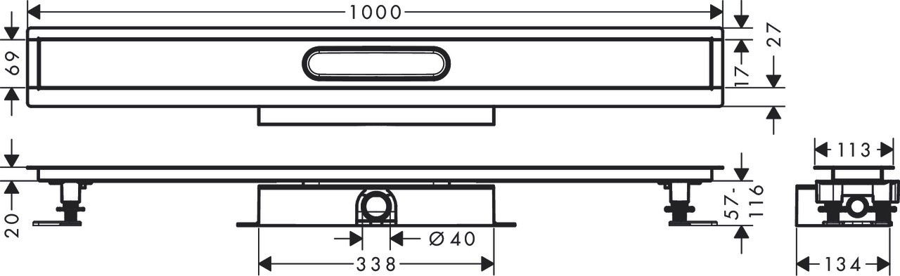Hansgrohe Komplettset uBox universal für flache Installat.1000mm für DR FS
