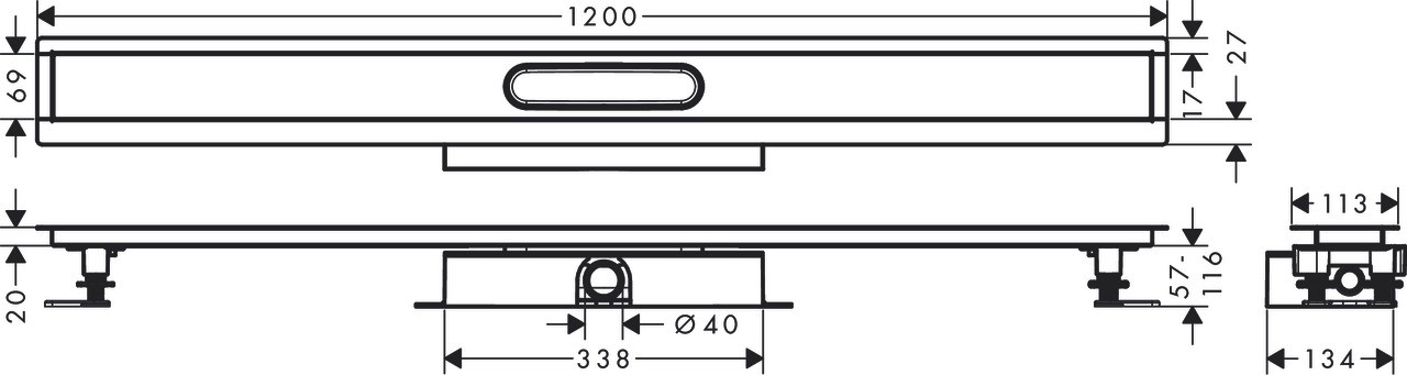 Hansgrohe Komplettset uBox universal für flache Installat.1200mm für DR FS