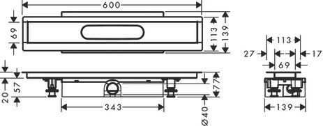 Hansgrohe Komplettset uBox universal für flache Installat.600mm für DR FS