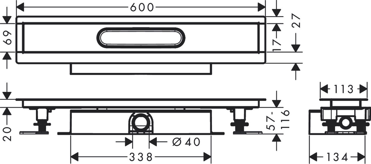 Hansgrohe Komplettset uBox universal für flache Installat.600mm für DR FS
