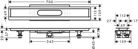 Hansgrohe Komplettset uBox universal für flache Installat.700mm für DR FS