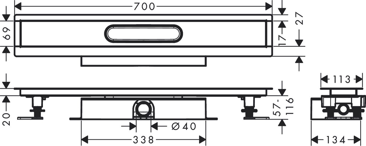 Hansgrohe Komplettset uBox universal für flache Installat.700mm für DR FS
