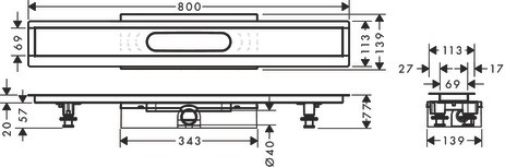 Hansgrohe Komplettset uBox universal für flache Installat.800mm für DR FS