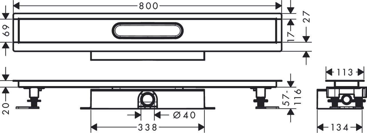 Hansgrohe Komplettset uBox universal für flache Installat.800mm für DR FS