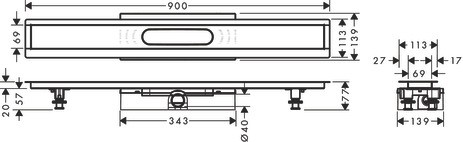 Hansgrohe Komplettset uBox universal für flache Installat.900mm für DR FS