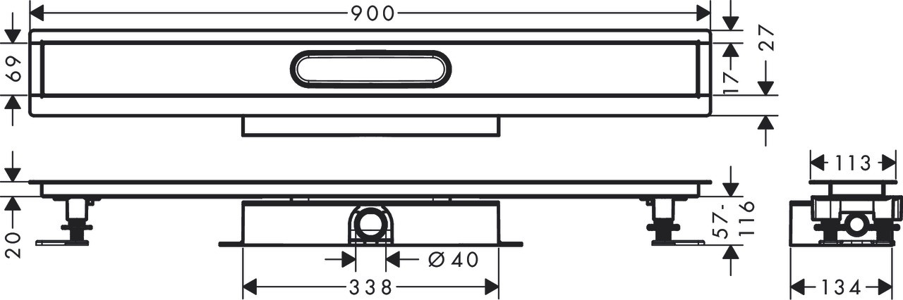 Hansgrohe Komplettset uBox universal für flache Installat.900mm für DR FS