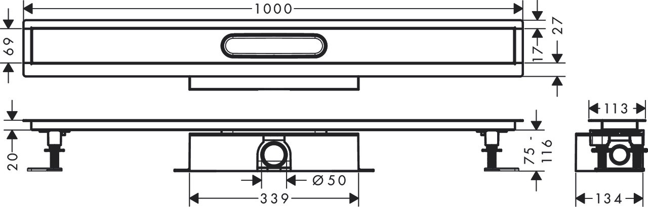 Hansgrohe Komplettset uBox universal für Standardinstall.1000mm für DR FS