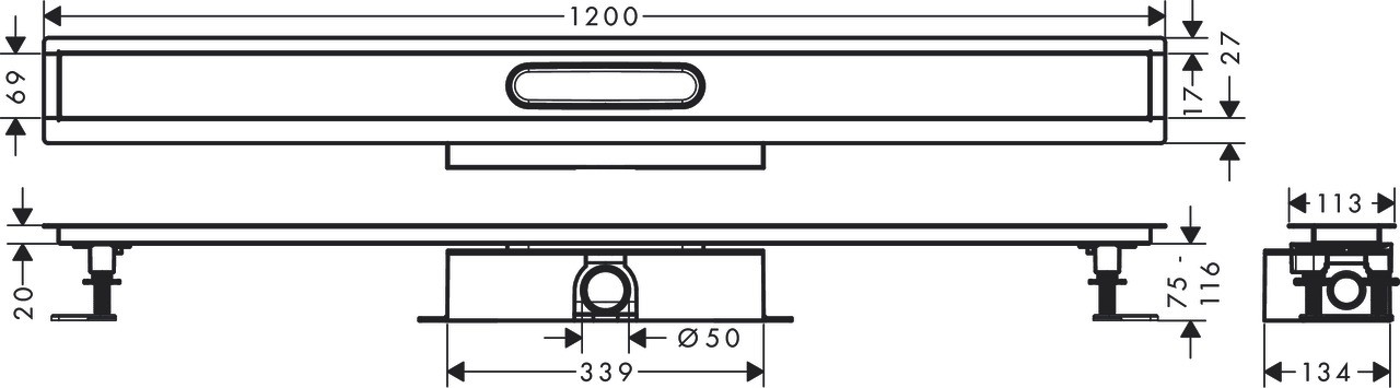 Hansgrohe Komplettset uBox universal für Standardinstall.1200mm für DR FS